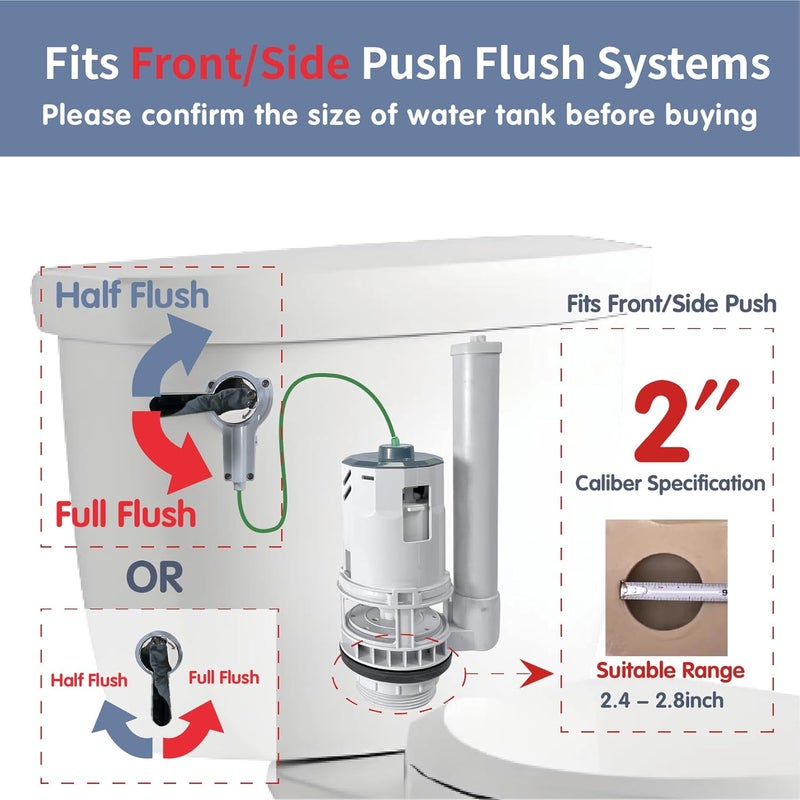Vootenec Toilet Tank Replacement Kit for Lever-Handle Toilets - Includes Water-Saving 2-Inch Dual Flush Valve Replacement with Integrated Handle & Adjustable Fill Valve - Image 2